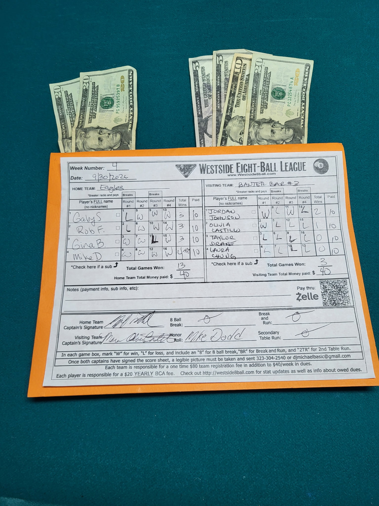 Match Score Sheet