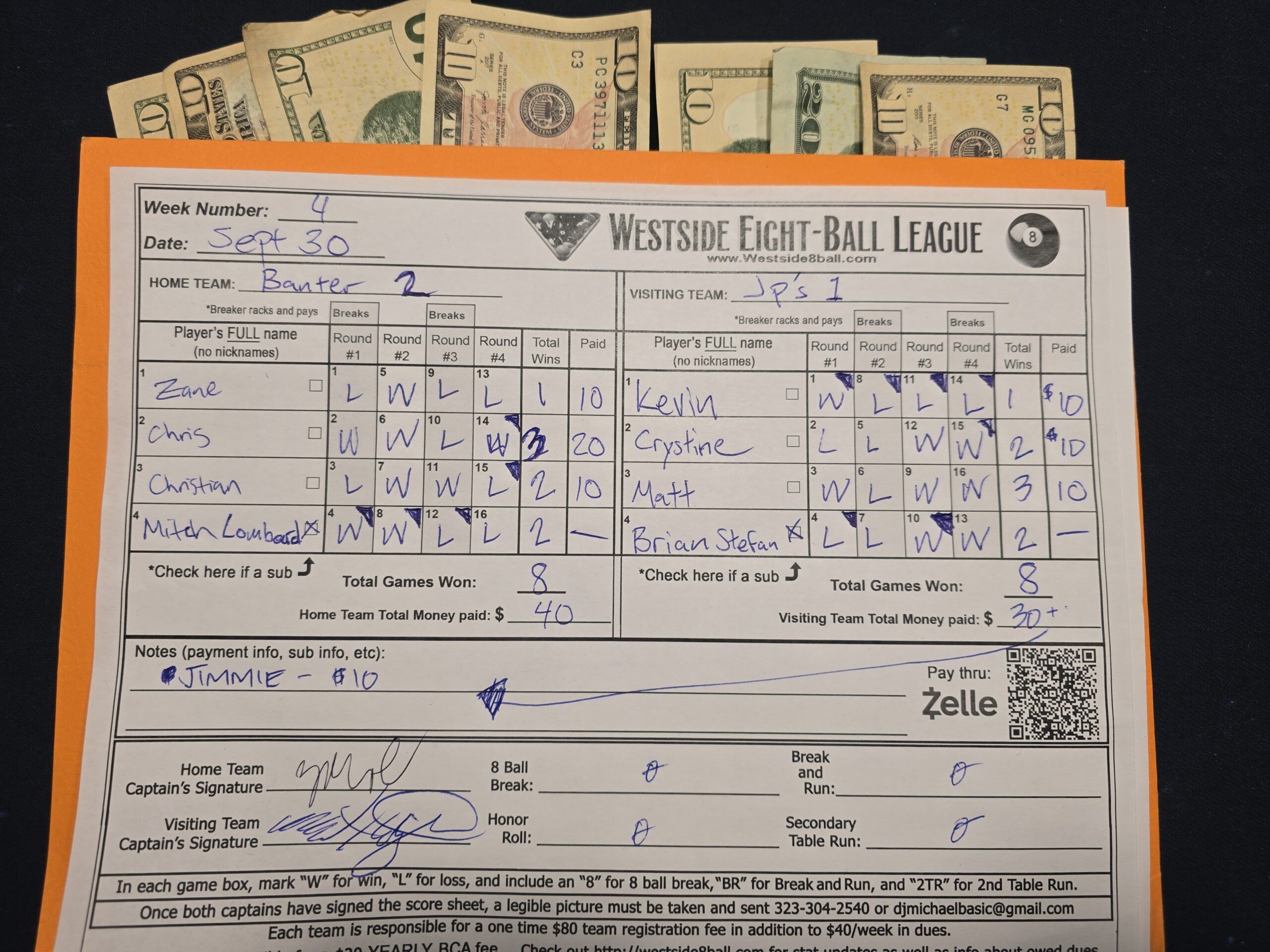Match Score Sheet