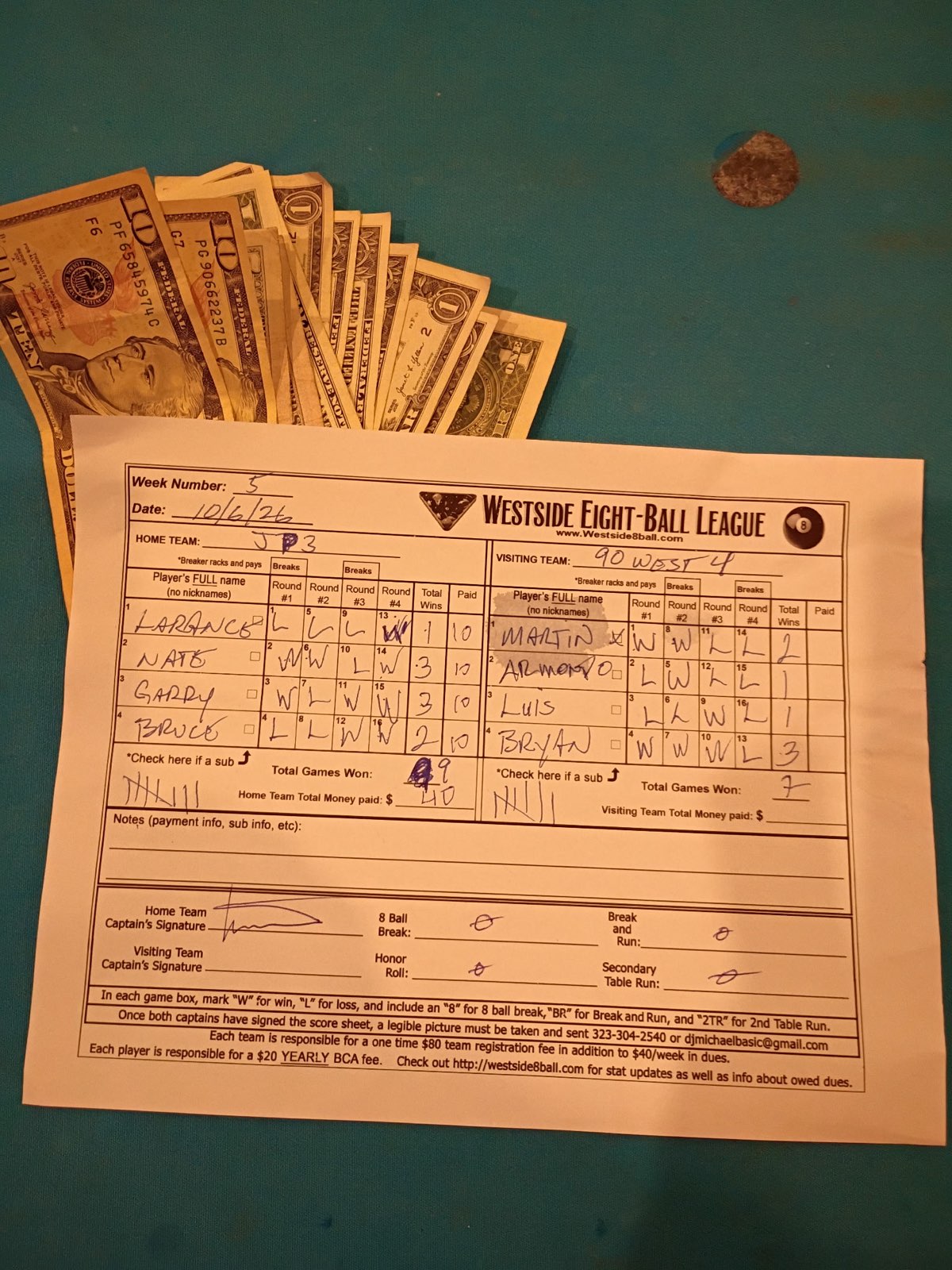 Match Score Sheet