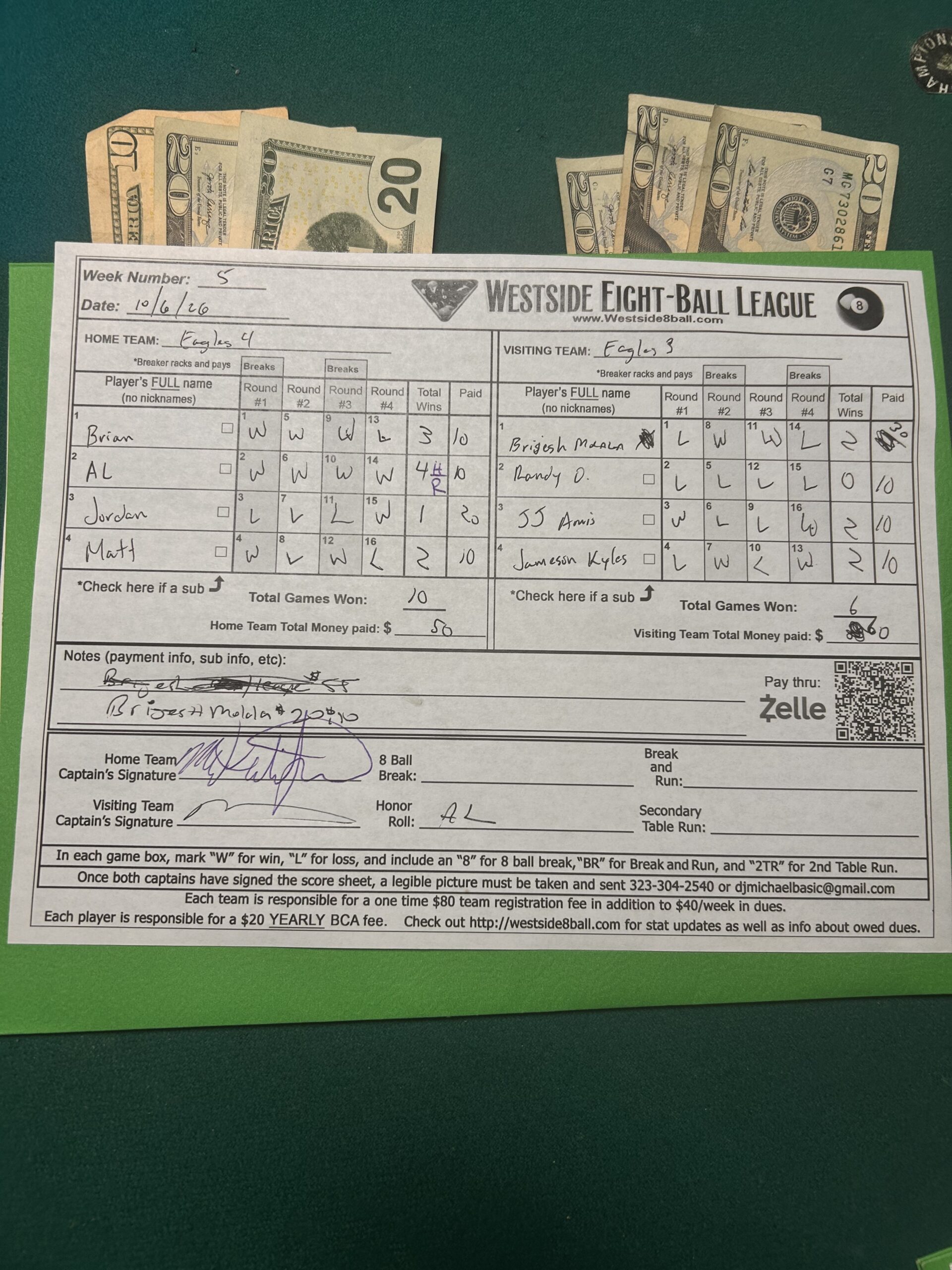 Match Score Sheet
