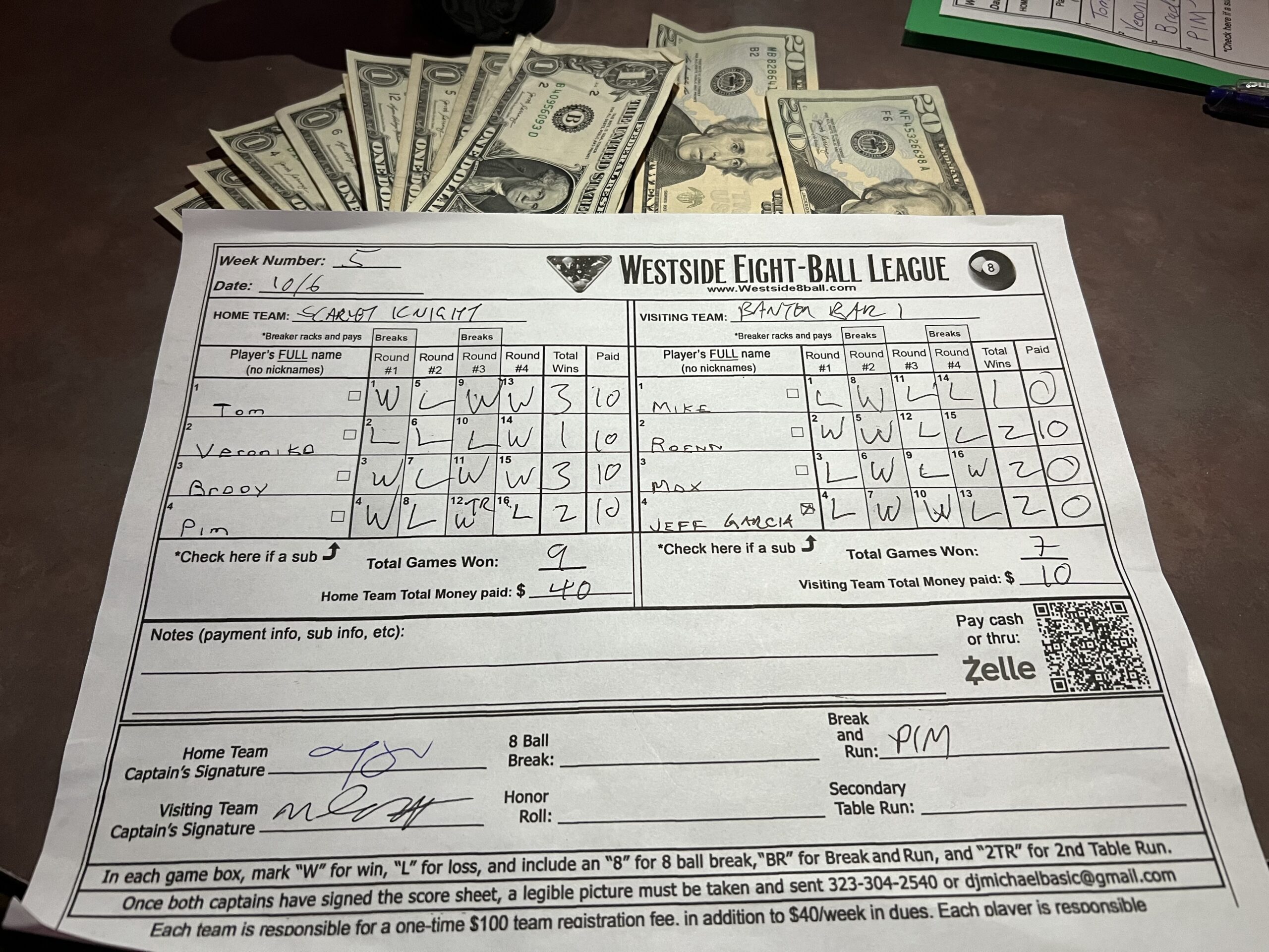 Match Score Sheet